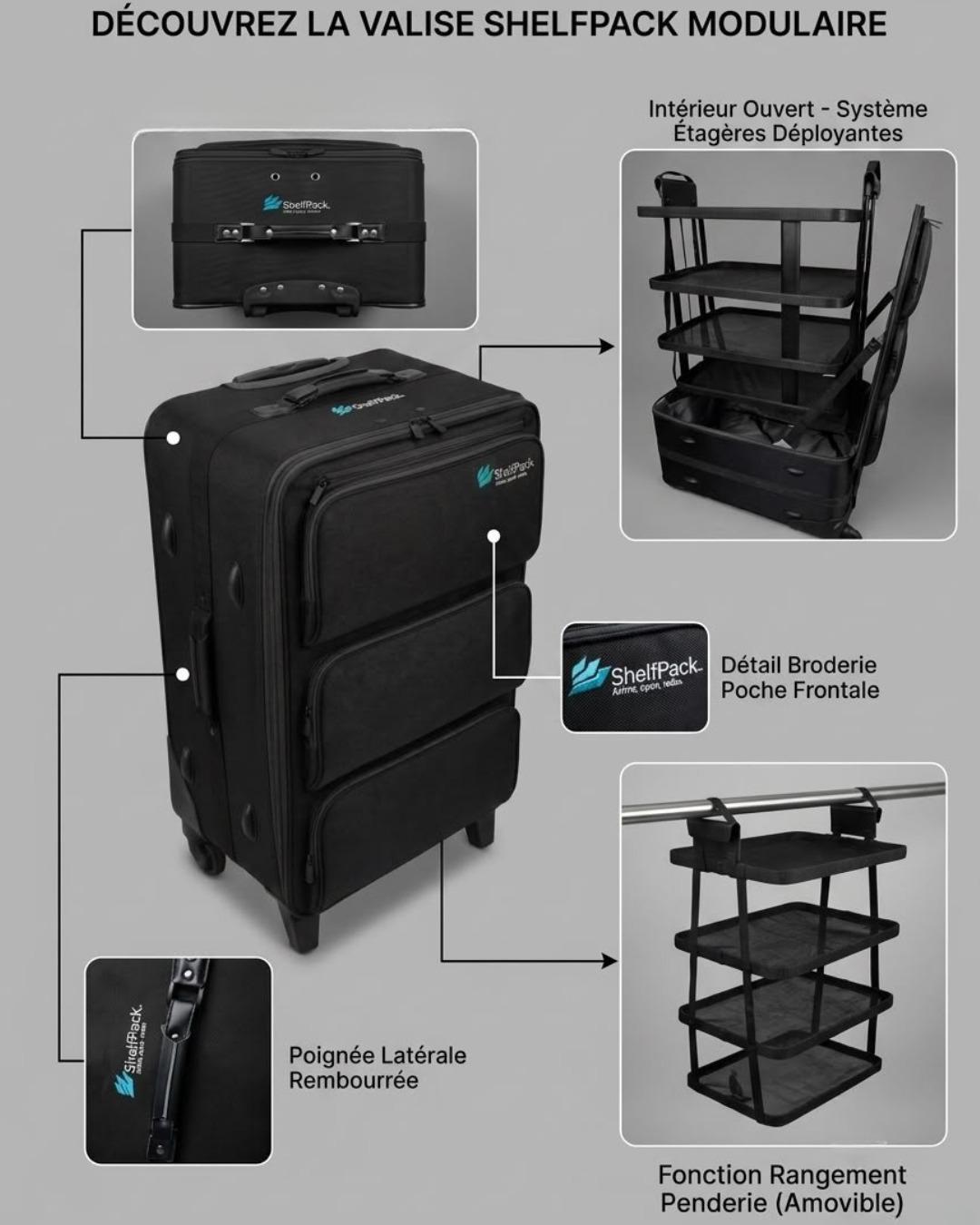 Valise Shelfpack avec étagères intégrées - Noir