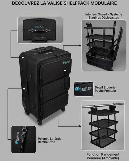 Valise Shelfpack avec étagères intégrées - Noir