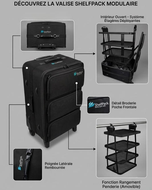 Valise Shelfpack avec étagères intégrées - Noir
